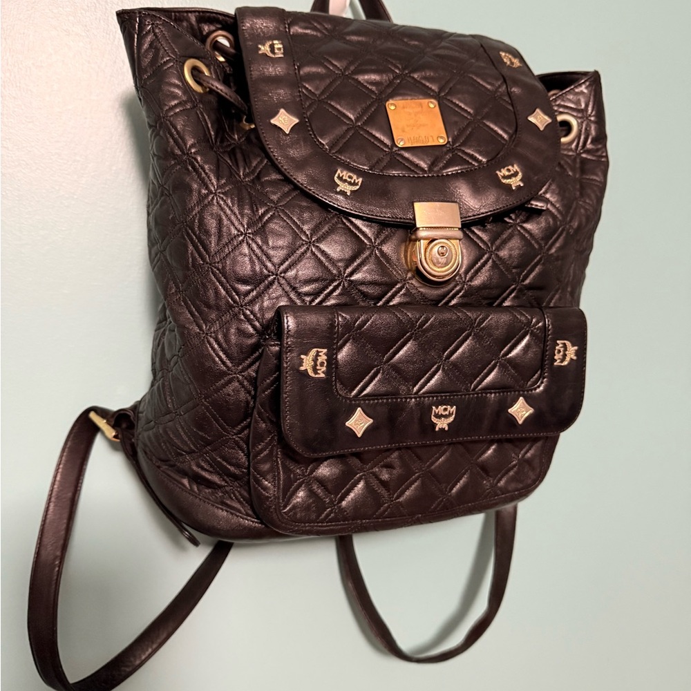 Authentic MCM Quilted Leather Backpack